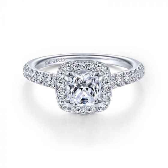Gabriel & Co. 14k White Gold Contemporary Halo Engagement Ring