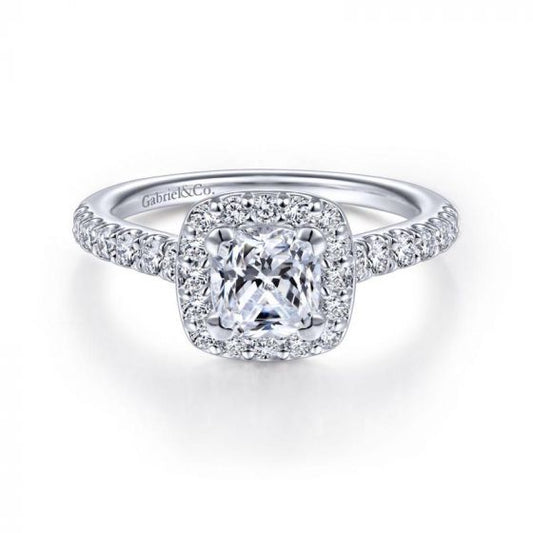 Gabriel & Co. 14k White Gold Contemporary Halo Engagement Ring