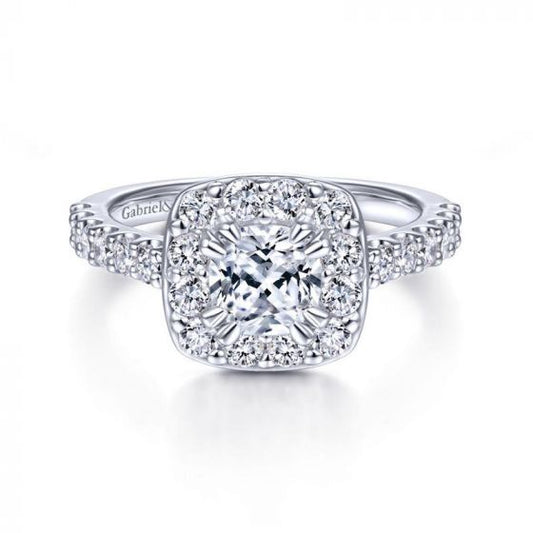 Gabriel & Co. 14k White Gold Contemporary Halo Engagement Ring