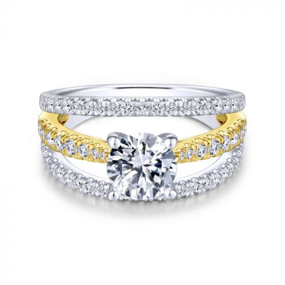 Gabriel & Co. 14k Two Tone Gold Nova Split Shank Engagement Ring