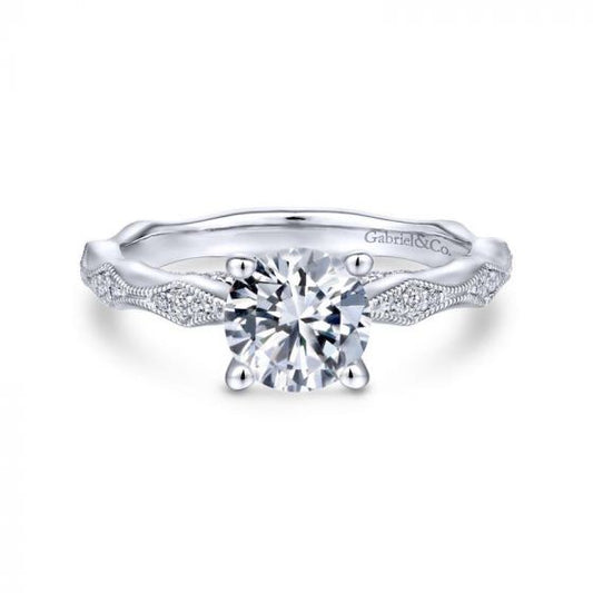 Gabriel & Co. 14k White Gold Victorian Straight Engagement Ring