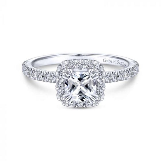 Gabriel & Co. 14k White Gold Contemporary Halo Engagement Ring