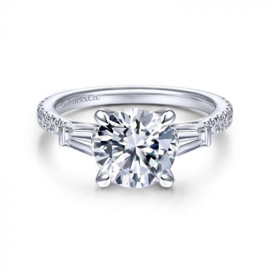 Gabriel & Co. 14k White Gold Contemporary 3 Stone Engagement Ring