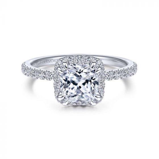 Gabriel & Co. 14k White Gold Contemporary Halo Engagement Ring