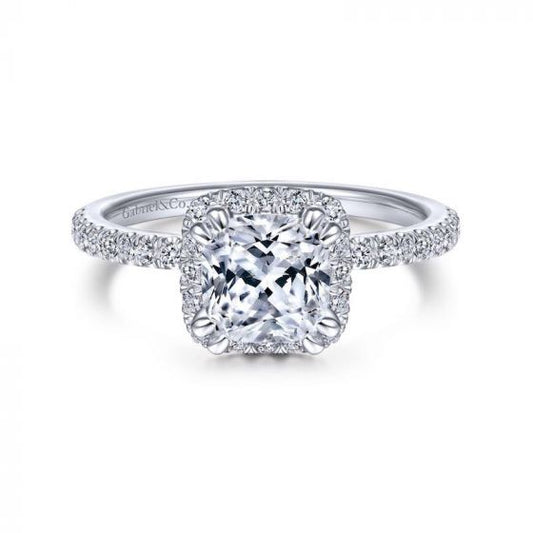 Gabriel & Co. 14k White Gold Contemporary Halo Engagement Ring