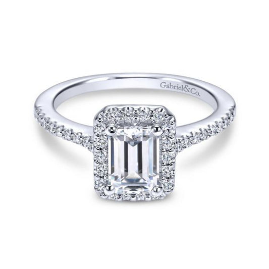 Gabriel & Co. 14k White Gold Contemporary Halo Diamond Engagement Ring