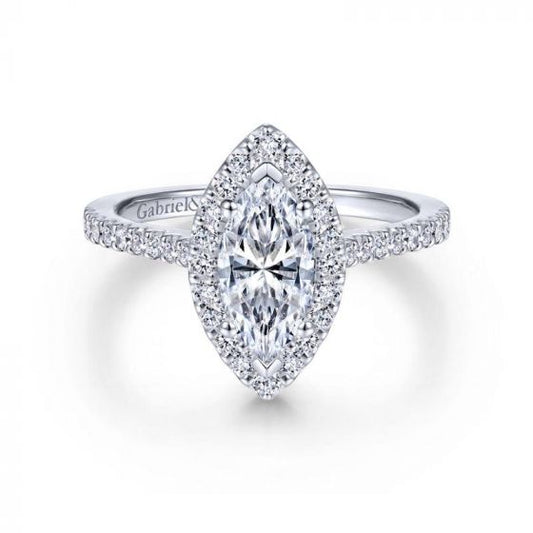 Gabriel & Co. 14k White Gold Contemporary Halo Engagement Ring