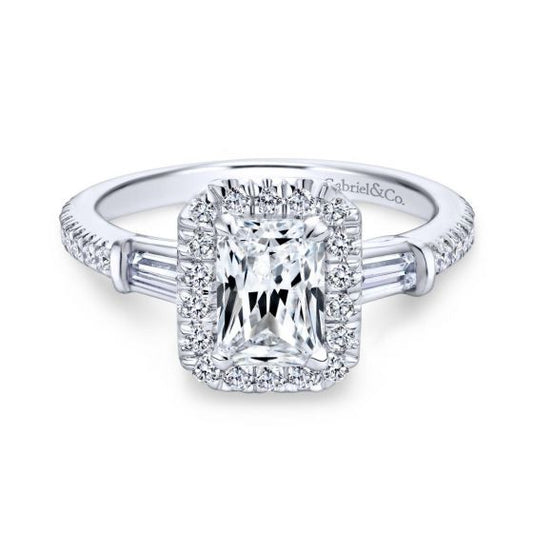Gabriel & Co. 14k White Gold Contemporary Halo Diamond Engagement Ring