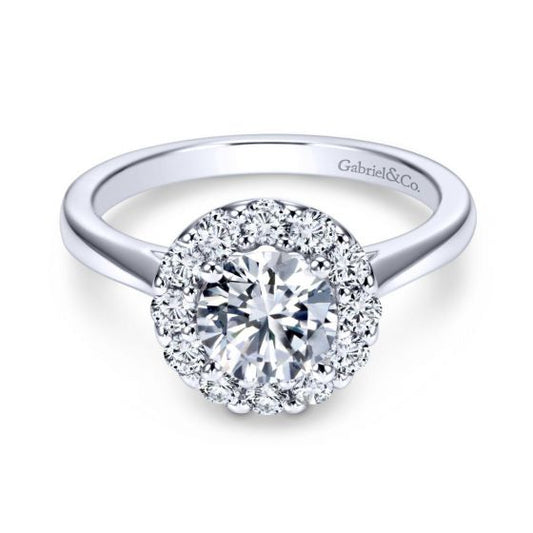 Gabriel & Co. 14k White Gold Contemporary Halo Diamond Engagement Ring