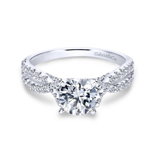 Gabriel & Co. 14k White Gold Contemporary Criss Cross Diamond Engagement Ring