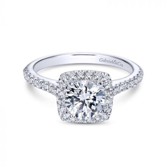 Gabriel & Co. 14k White Gold Contemporary Halo Engagement Ring