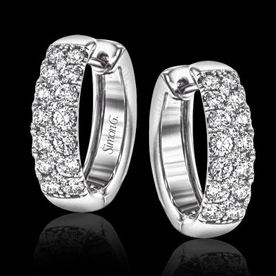 Simon G. 18k White Gold Simon-set Hoop Earrings