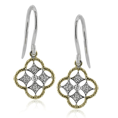 Simon G. 18k Yellow & White Gold Trellis Earrings