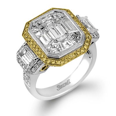 Simon G. 18k Yellow And White Gold Engagement Ring