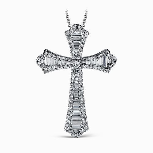 Simon G. 18k White Gold Diamond Cross Pendant