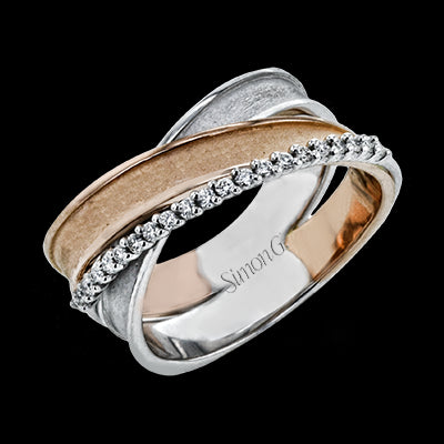 Simon G. 18k Rose & White Gold Clio Right Hand Ring, Size 7