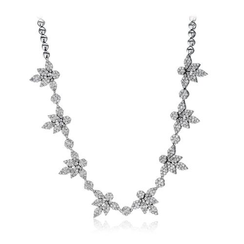 Simon G. 18k White Gold Vintage Explorer Diamond Necklace