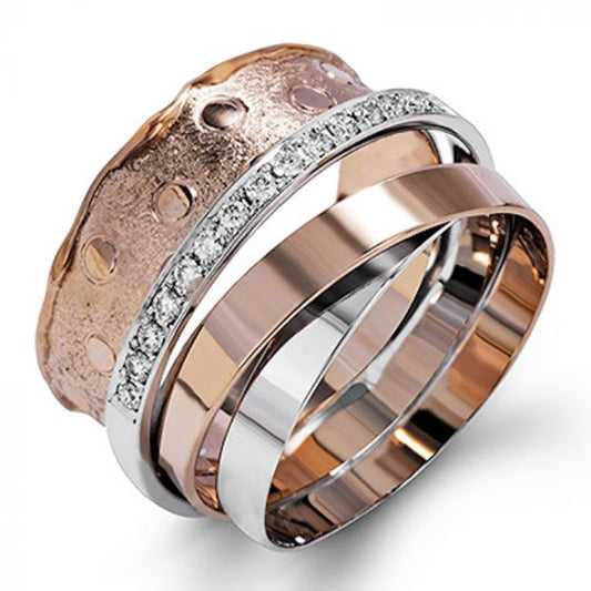 Simon G. 18k Two Tone Gold Classic Romance Diamond Ring