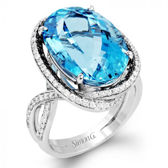Simon G. 18k White Gold Classic Romance Diamond RIng