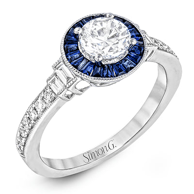 Simon G. 18k White Gold Halo Engagement Ring