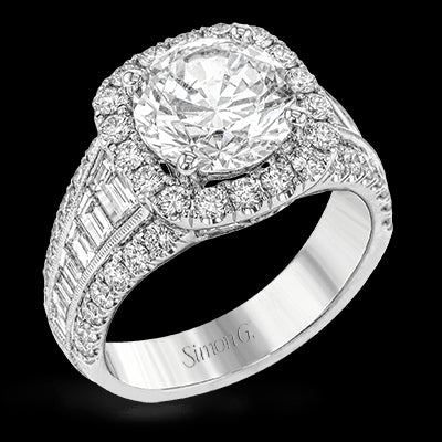 Simon G. 18k White Gold Halo Engagement Ring