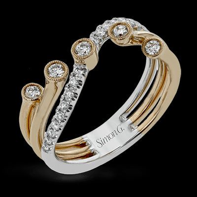 Simon G. 18k Rose & White Gold Clio Right Hand Ring, Size 7