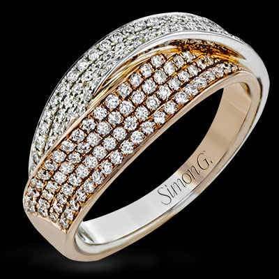 Simon G. 18k Rose & White Gold Clio Right Hand Ring, Size 7