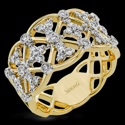 Simon G. 18k Yellow & White Gold Trellis Right Hand Ring, Size 7