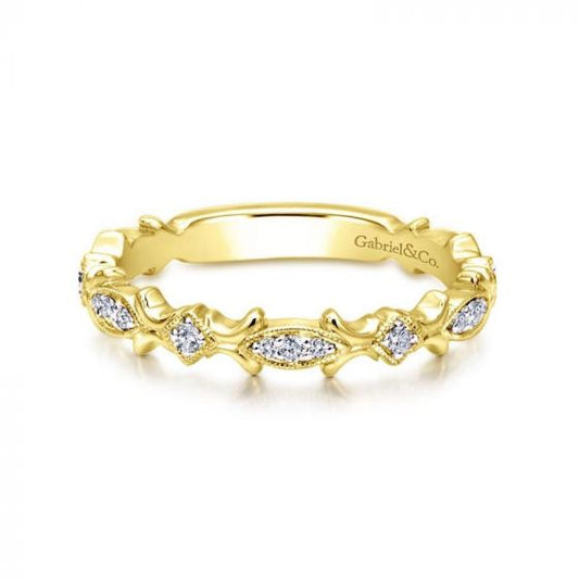 Gabriel & Co. 14k Yelow Gold Stackable Diamond Ring