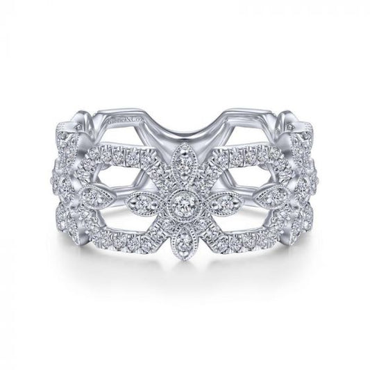 Gabriel & Co. 14k White Gold Art Moderne Diamond Ring