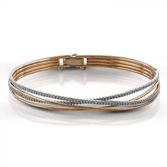 Simon G. 18k Two Tone Gold Classic Romance Diamond Bangle Bracelet
