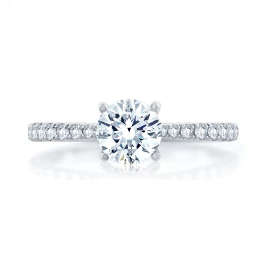 A. Jaffe Scalloped Pave Diamond Engagement Ring with Quilted Interior