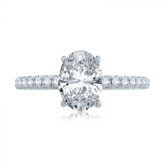 A. Jaffe Diamond Pave Engagement Ring with Quilted Interior
