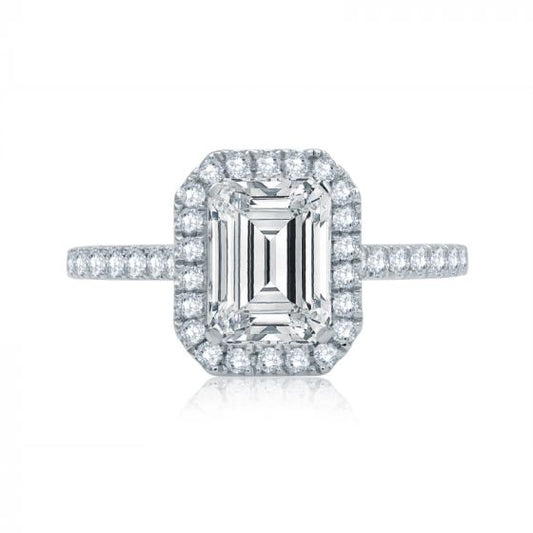 A. Jaffe Emerald Cut Halo Engagement Ring