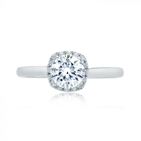 A. Jaffe Scalloped Halo Diamond Engagement Ring with Quilted Interior