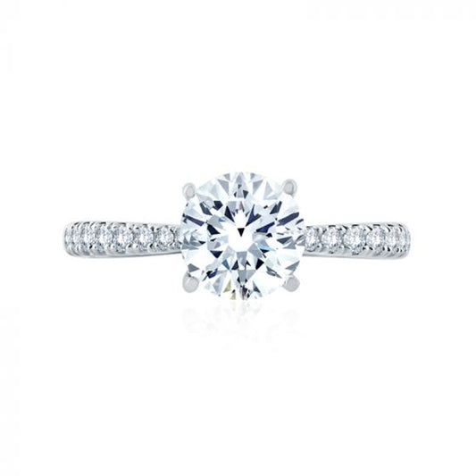 A. Jaffe Tapered Diamond Pave Engagement Ring with Quilted Interior