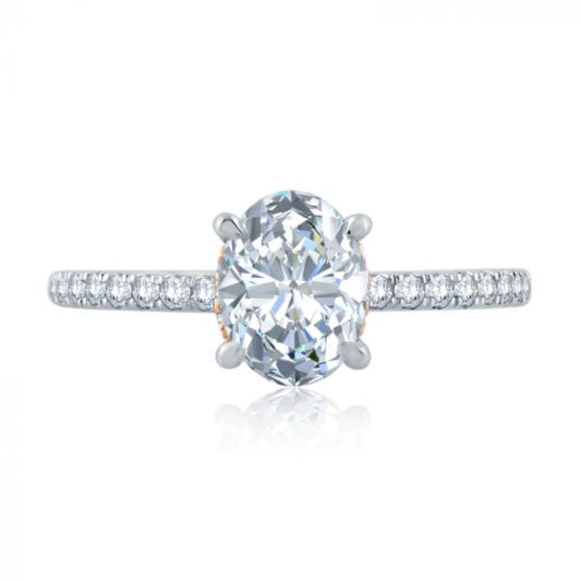 A. Jaffe Delicate Oval Solitaire with Belted Gallery Detail