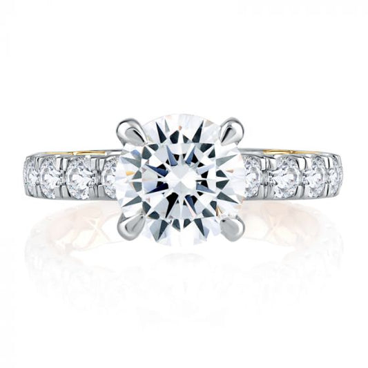 A. Jaffe Modern Two Tone Round Cut Diamond Engagement Ring