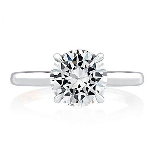 A. Jaffe Solitaire Round Center Diamond Engagement Ring with Peek-A-Boo Diamonds