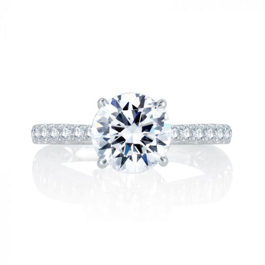 A. Jaffe French Pave Round Center Diamond Quilted Engagement Ring