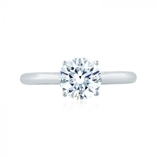A. Jaffe Round Cut Solitaire Engagement Ring with Hidden Halo