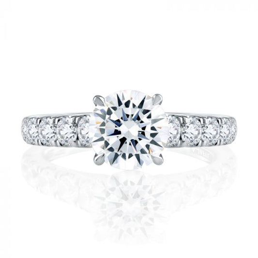 A. Jaffe Modern Diamond Pave Round Cut Diamond Engagement Ring
