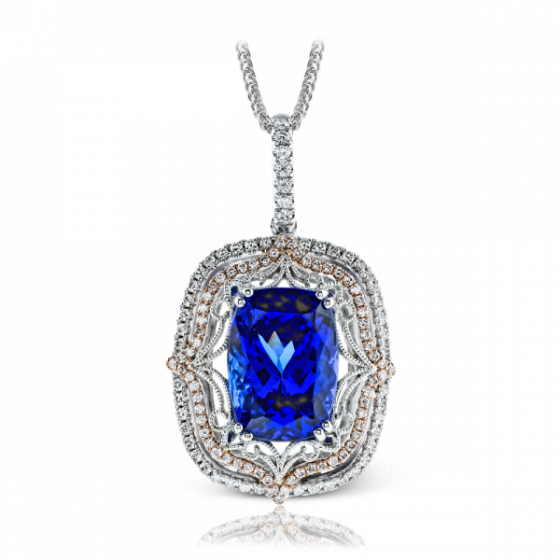 Simon G. 18k White Gold Diamond Gemstone Pendant