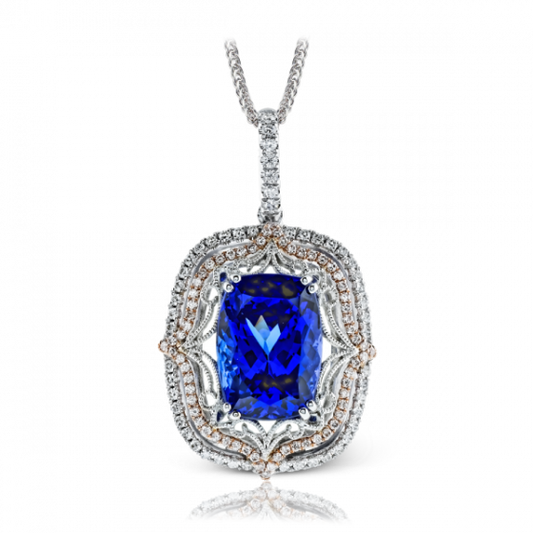 Simon G. 18k White Gold Diamond Gemstone Pendant