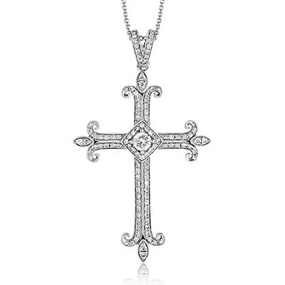 Simon G. 18k White Gold Cross Pendant
