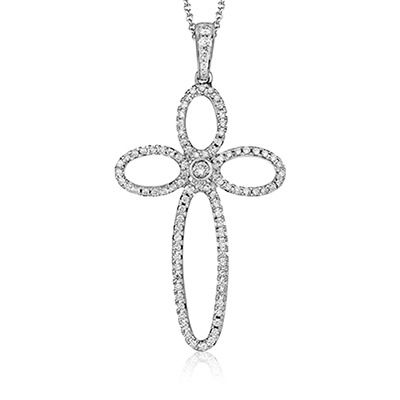 Simon G. 18k White Gold Cross Pendant