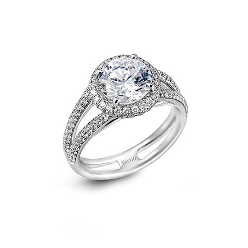 Simon G. 18k White Gold Diamond Split Shank Engagement Ring