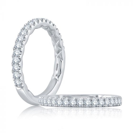 A. Jaffe Three-Quarter Diamond Pave Wedding Band with Quilted Interior