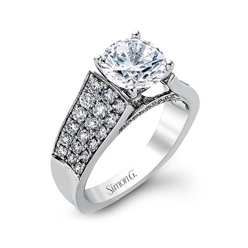 Simon G. 18k White Gold Diamond Engagement Ring