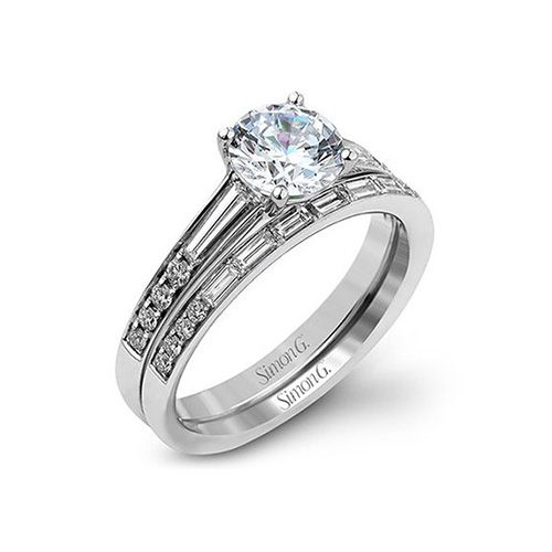 Simon G. 18k White Gold Diamond Engagement Ring